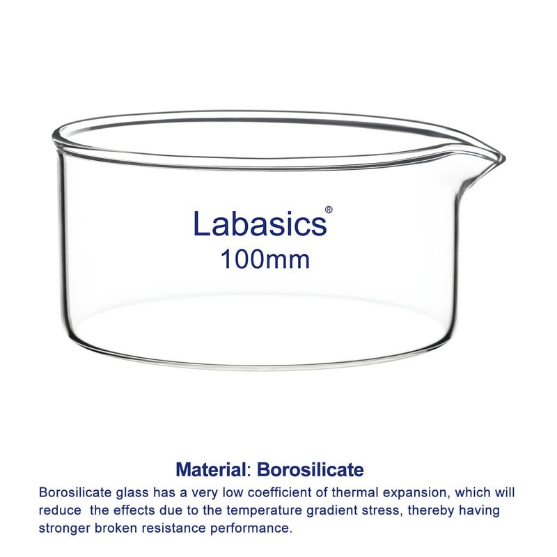 Labasics Crystallizing Dish with Spout and Heavy-Duty Rim, Thick-Walled Design High Borosilicate Glass Reusable Crystallizing Dishes for Crystallization and Evaporation, 300 ml Capacity OD 100 mm - Image 3